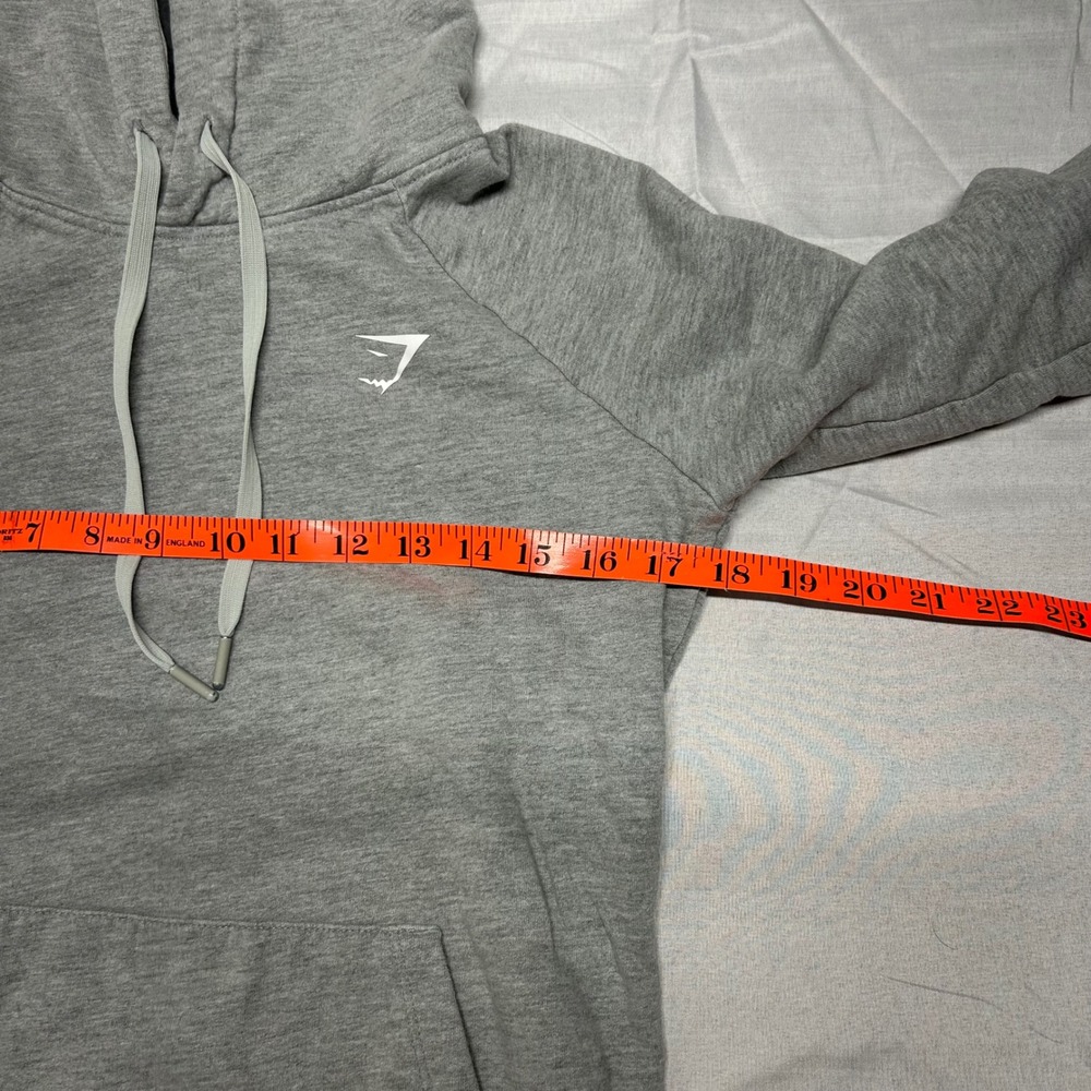 Gymshark Womens XS Heather Gray Pullover Hoodie Logo Kangaroo Pocket Athletic - Picture 3 of 6